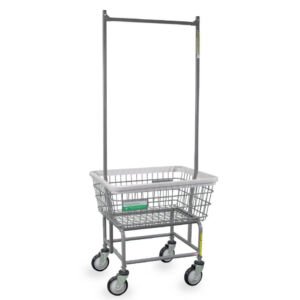 Antimicrobial Laundry Cart with Double Pole Rack
