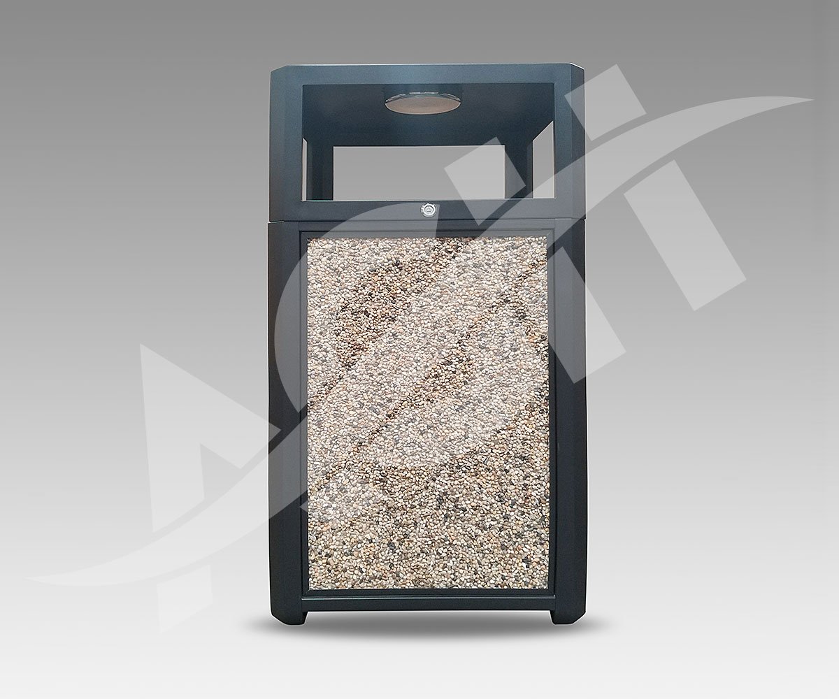 35gal Outdoor Trash Can With Ash Tray, Steel 3