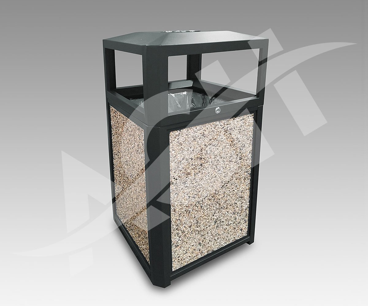 35gal Outdoor Trash Can With Ash Tray, Steel By AGH Supply