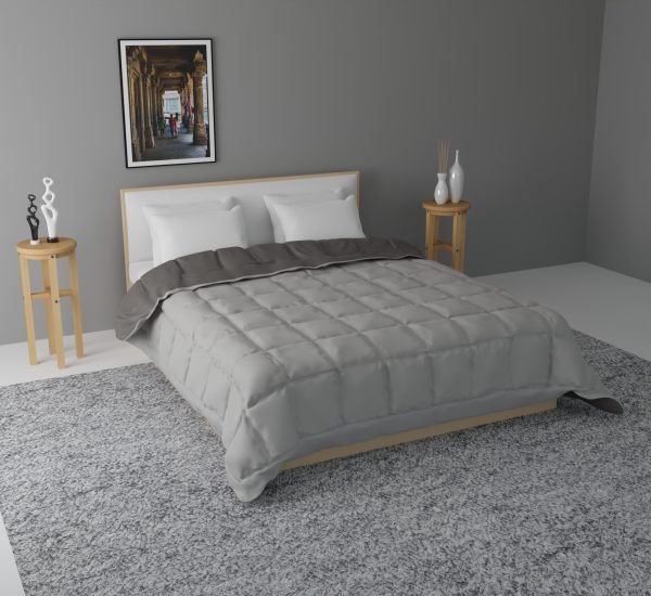 Duvet Insert - Silver Gray & Charcoal- Queen 90" x 94" -210gsm - 5 pcs/case