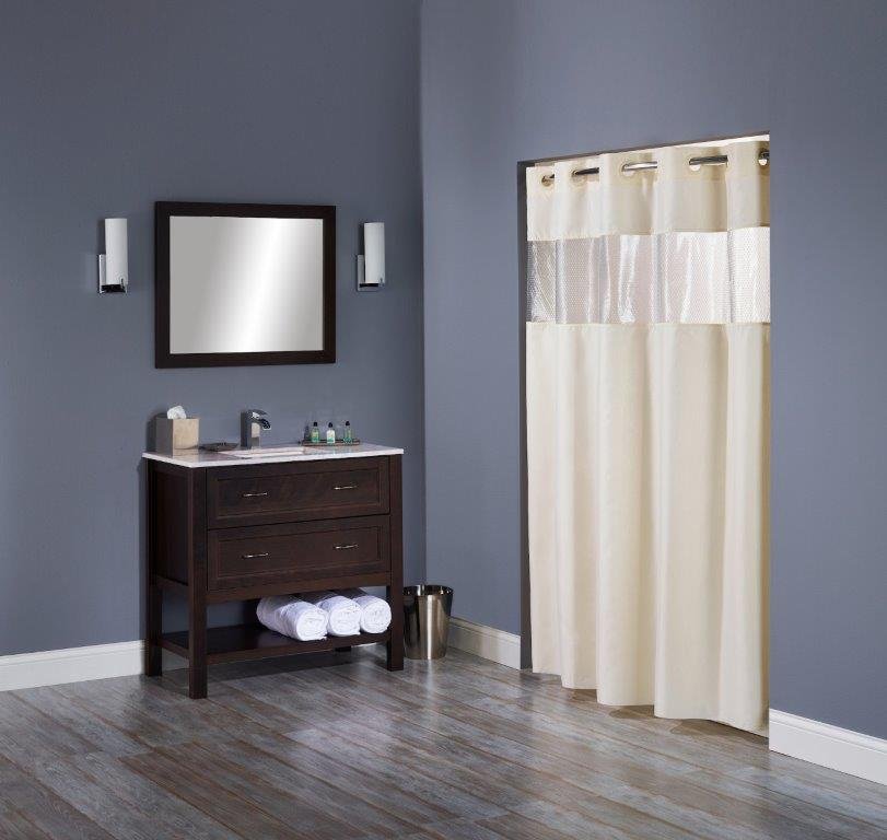 Hookeless Shower Curtain, Clear Bubble-Textured Vinyl Window,