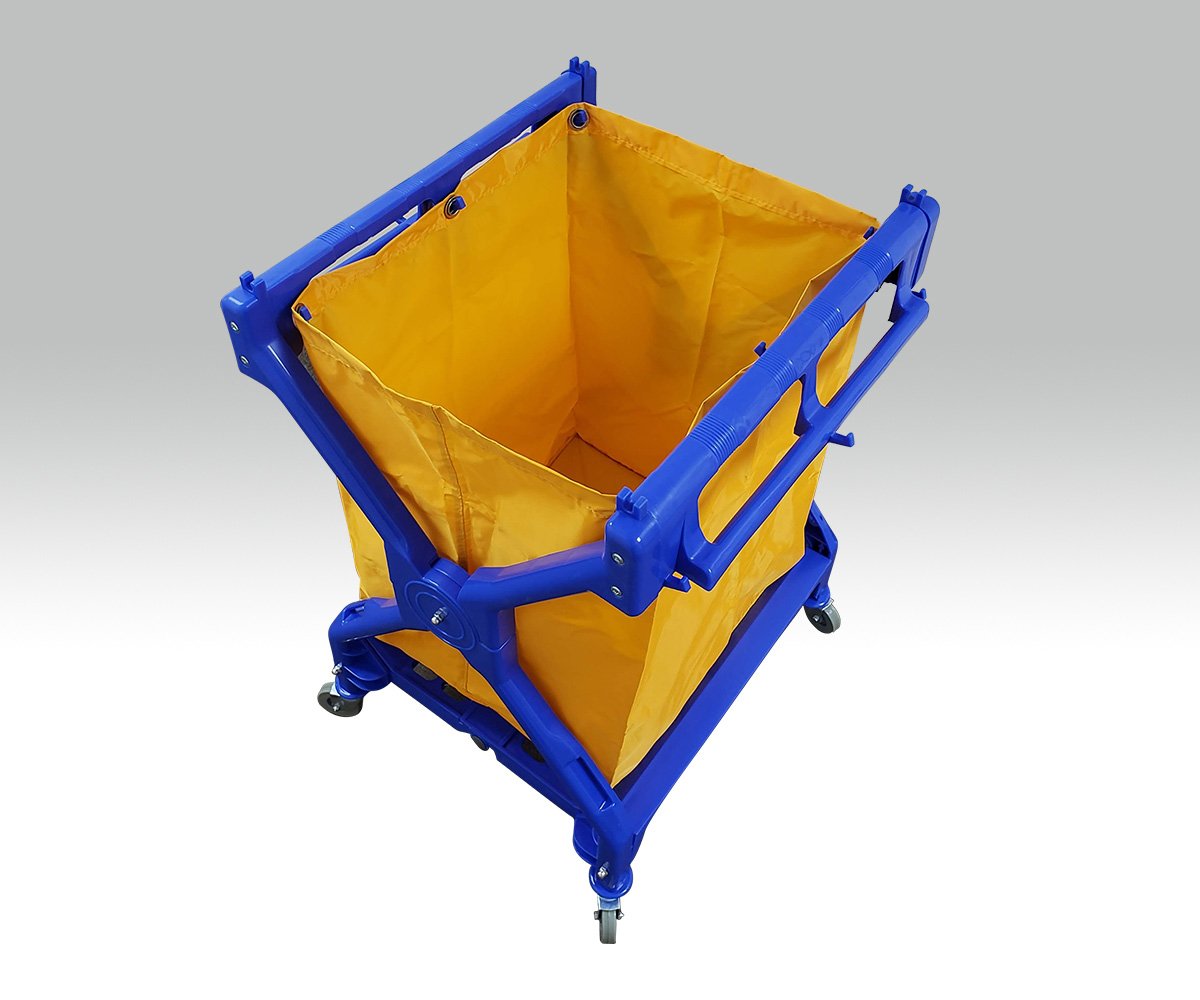 X-Shape Laundry Cart with Yellow Vinyl Bag