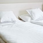 112" x 112" - King Flat Stripe Sheets, T250, White, 2dz Per Case