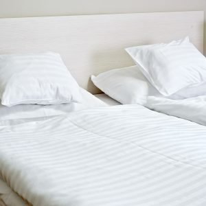 112" x 112" - King Flat Stripe Sheets, T250, White, 2dz Per Case