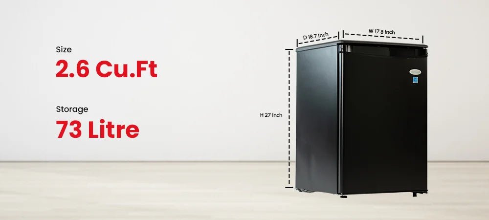 2.6 Cu.Ft Compact Roomwell UK Refrigerator Without Freezer, Auto Defrost, 2 Years Replacement Warranty